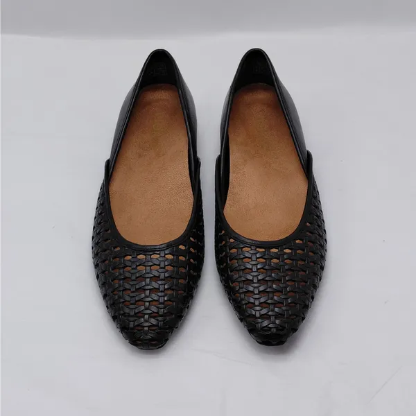 Vionic Womens Gracia Woven Leather Flats Size 6 Black Pointed Toe Comfort Shoes - Image 3