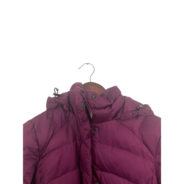 Lands' End Women's Jacket Puffer Coat XS Down Maroon Magenta Removable Hood Midi - Image 7