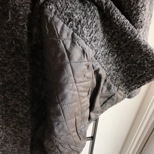 Charcoal Grey Textured Oversized Coat Gray - Image 7
