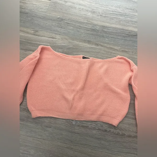 Pretty Little Thing PEACH KNITTED OFF SHOULDER SWEATER S/M - Image 2