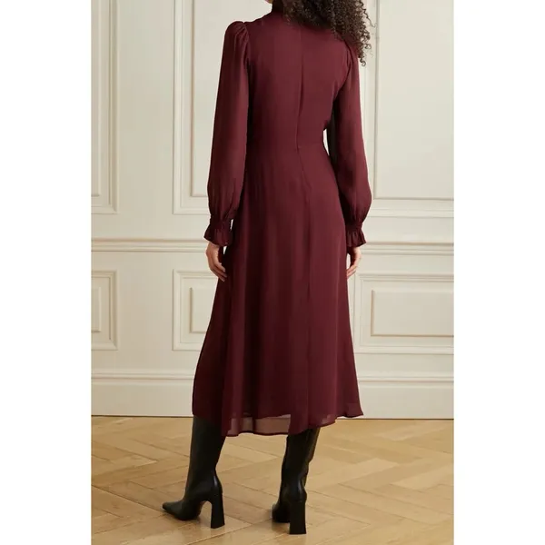 NWT Reformation Stevi Shirred Georgette Midi Dress in Plum Size 4 - Image 2