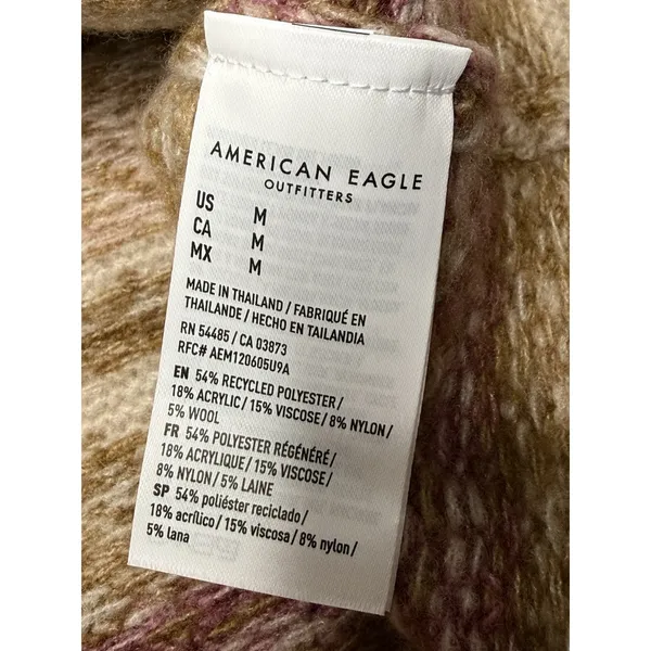 American Eagle AE Whoa So Soft Sz M Fair Isle Sweater Pink Cropped Boho Cozy New - Image 7