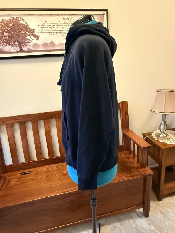 Old Navy Women’s Black Fleece Pullover Hoodie S Cotton Blend Drawstring - Image 2
