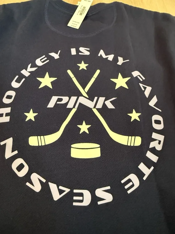 Victoria's Secret PINK Hockey Sweatshirt Size XS Navy Blue Crewneck NWT - Image 6