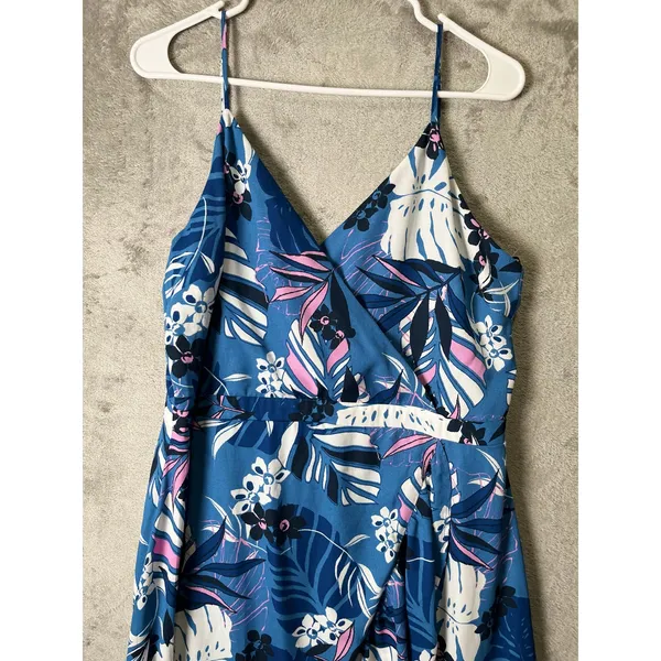Lulus Vacation‎ Days Blue Tropical Print High Low Maxi Dress Flowy Resort Summer - Image 2