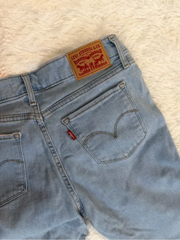 Levi’s 711 Skinny Jeans Light Wash Raw Hem Stretch Denim Pants Size 28 W28 - Image 2