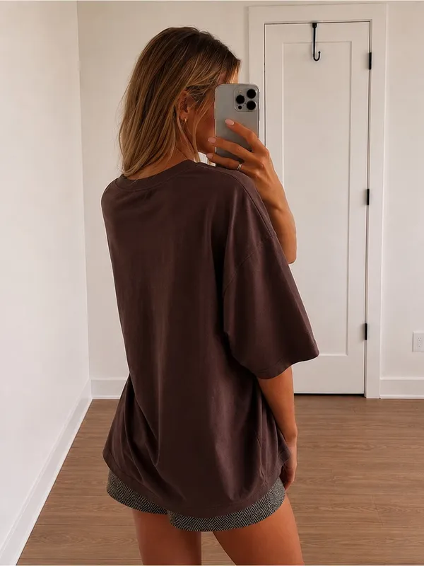 Topshop Oversized Dropped Shoulders Tee in Brown - Image 4