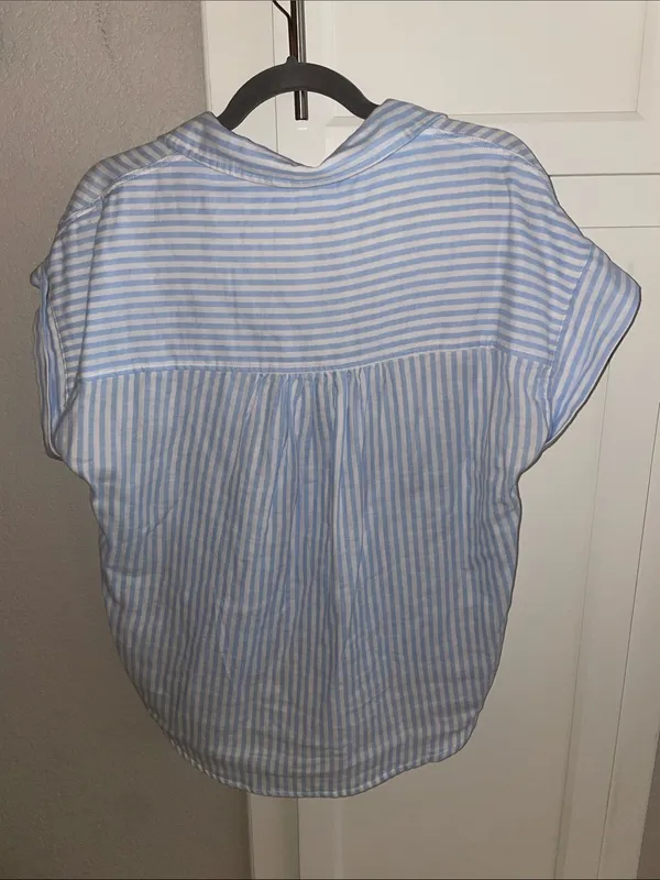 Blue & White Striped Tie-Front Button Shirt - Mi Ami - Francesca’s Size M - Image 4