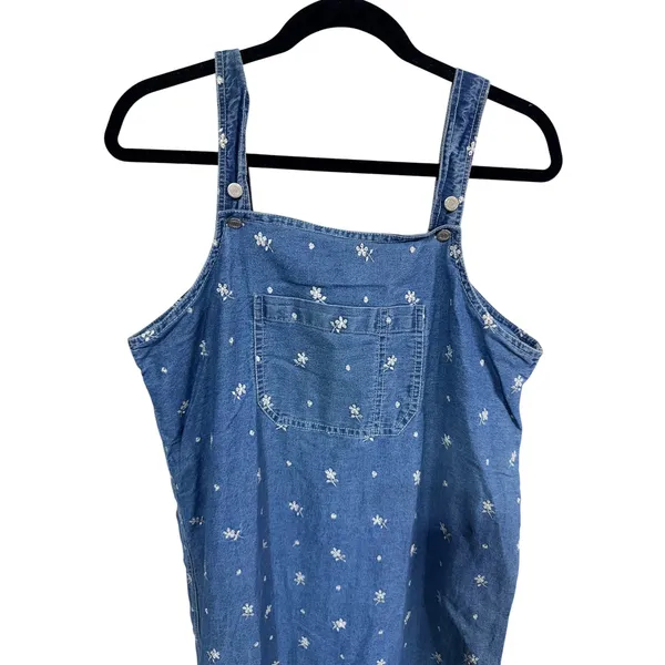 Solutions Women's‎ Large Blue Denim Floral Jumper Maxi Dress Cottagecore - Image 9