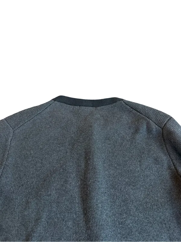 Quince Charcoal Black Colorblock Cardigan Sweater Collarless Cardi Large Women's - Image 8