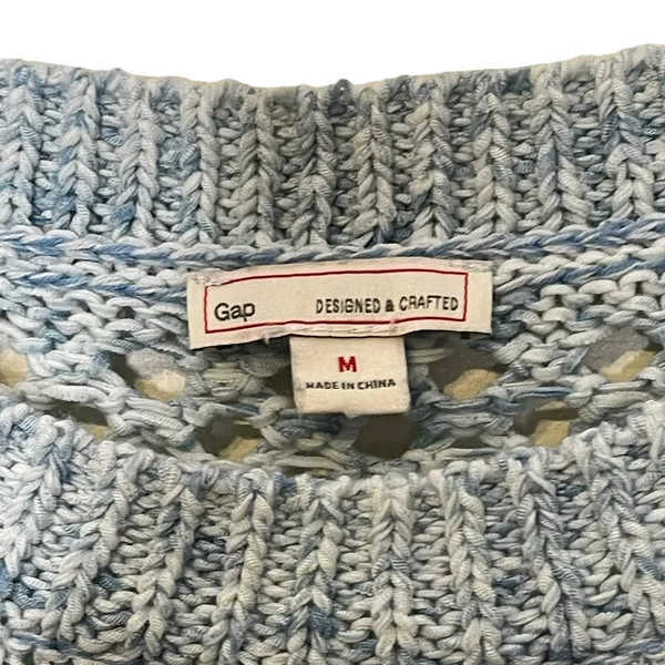 Gap Open Knit Sweater Size‎ Medium Blue Womens Cotton Nylon Blend LS - Image 6