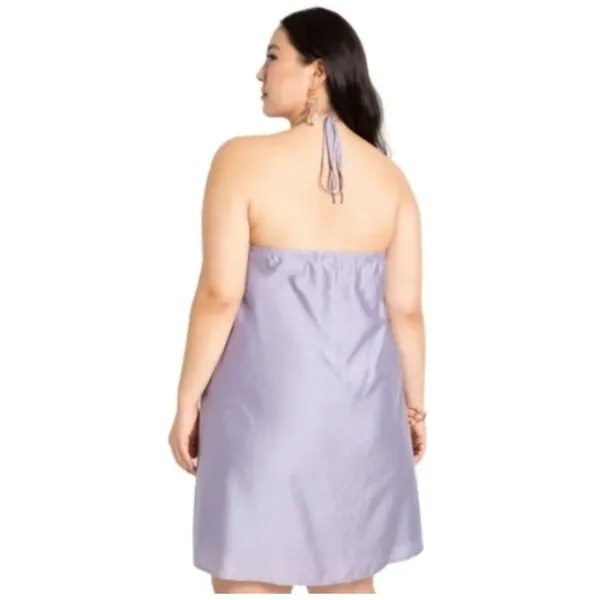 Eloquii Plus Size‎ Heirloom Lilac Y2K Halter Mini Tunic Dress - Image 2