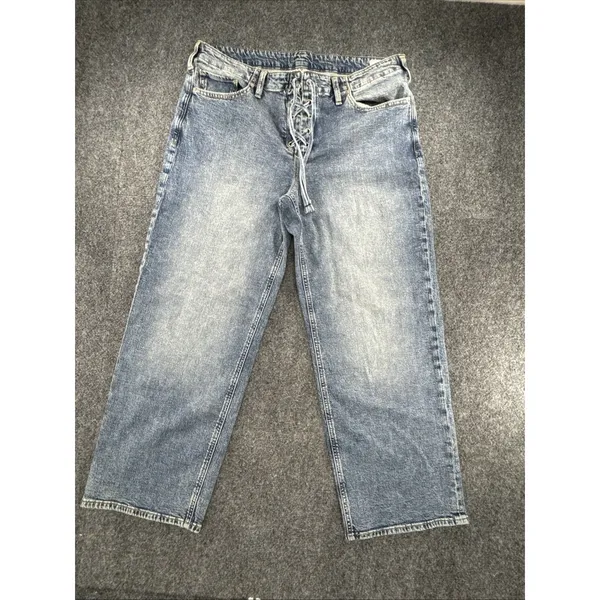 Gap Low Rise 90s Loose Lace Up Jeans Womens 30 Light Wash Wide Leg Y2K - Image 2