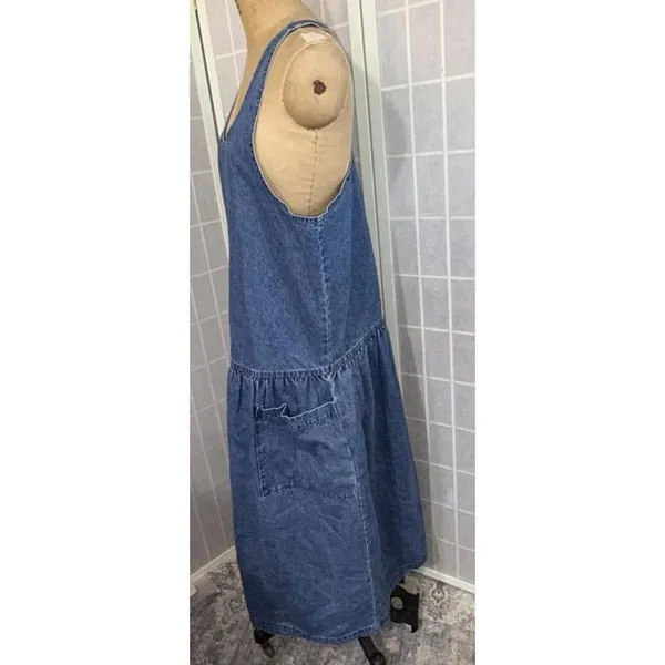 VTG‎ Sunbelt Jumper Dress Blue Jean Denim Overall Country Modest Cottagecore Lg - Image 13