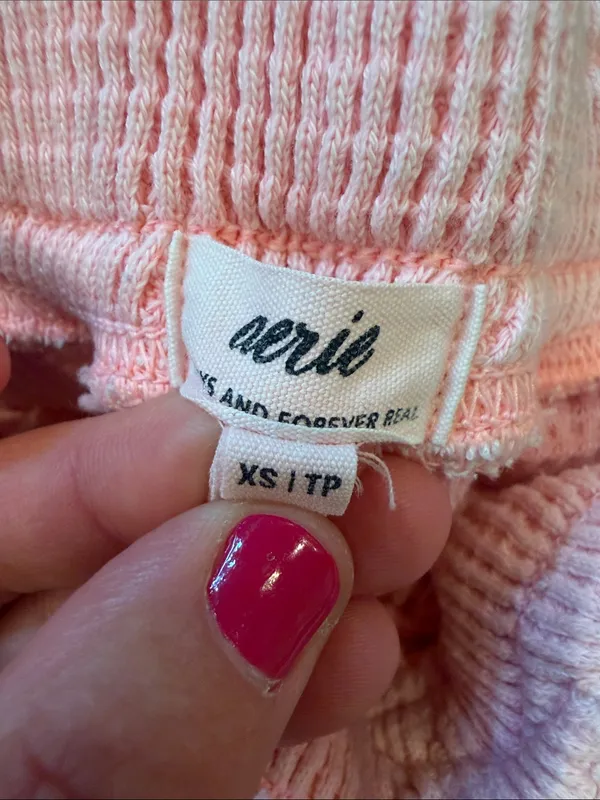 aerie Pink Waffle-Knit Athletic Lounge Shorts Size XS - C72-006 - Image 2