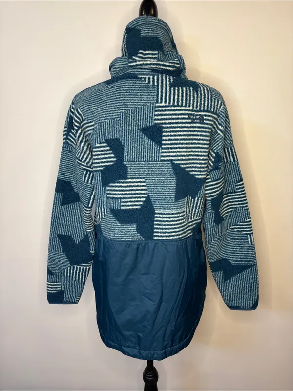 The North Face Riit cowl funnel neck fleece kangaroo pocket pullover teal blue L - Image 2