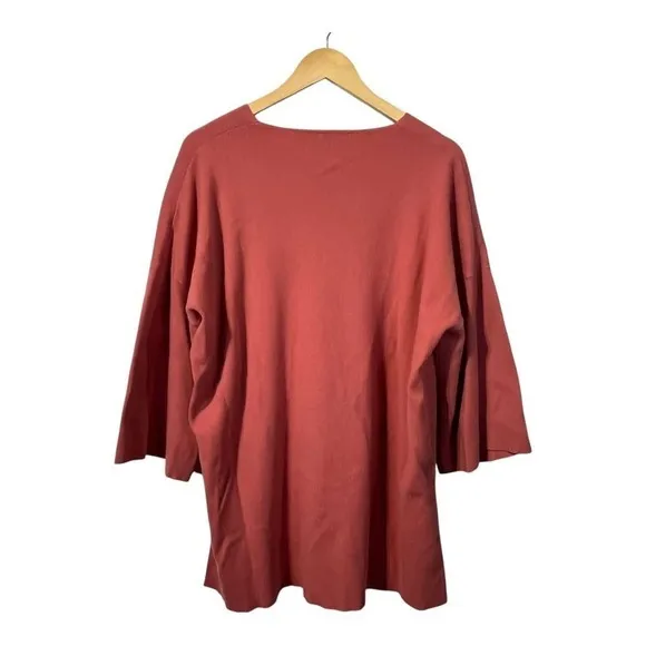 P Cill V-Neck Tunic Sweater Womens Large Rust‎ High-Low PT10463 Oversized Boho - Image 5