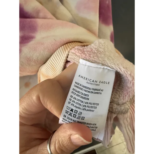 American Eagle Womens Tie Dye Spiral Sweatshirt Purple Orange Oversized Small‎ - Image 6
