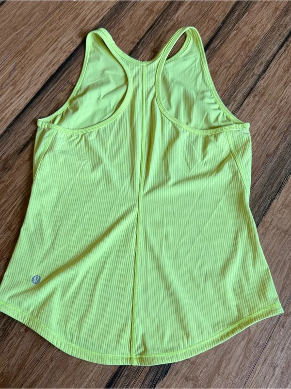 Lululemon Bright Neon Yellow Ribbed Tank Top - Image 3