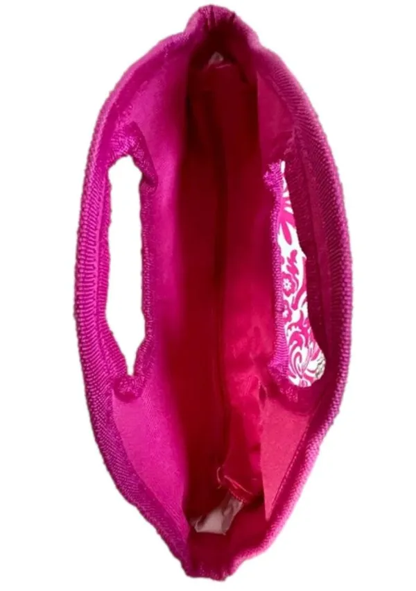 Hot Pink & White Damask Pattern Neoprene Lunch Tote - Image 5