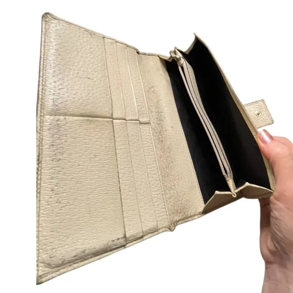 Gucci D Ring GG Canvas leather Continental Wallet Cream leather interior - Image 7