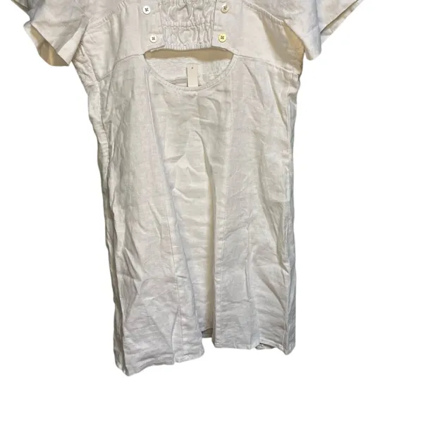 Madewell Linen Square Neck Short Sleeve Mini SZ 8 Little White Dress Bride Smock - Image 12