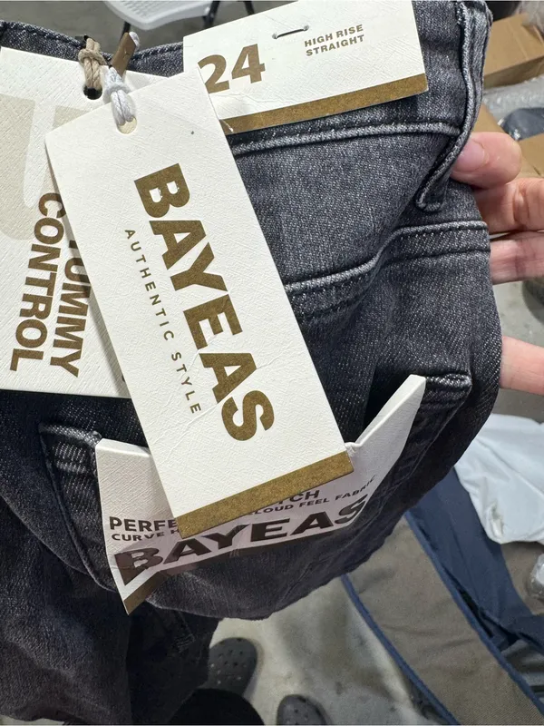 Bayeas High Rise Ankle Straight Leg Jeans Black Size 24 New - Image 2