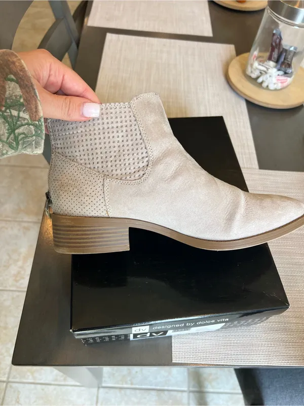 DV by Dolce Vita Light Beige Suede Chelsea Booties - Image 7