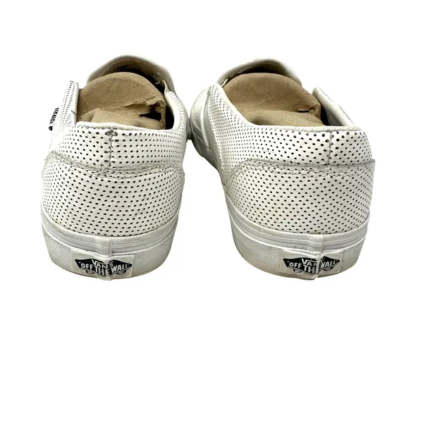 Vans Size 8.5 Sneaker White Pin Dot Leather Slip On Flats Skater‎ Casual Punk - Image 4