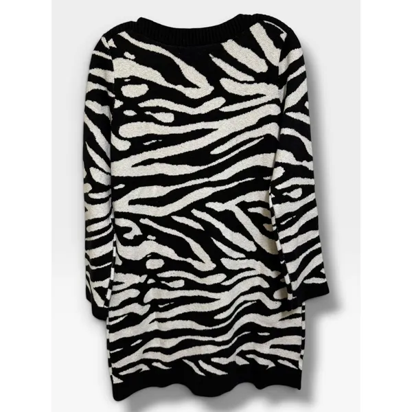 LOFT Zebra Print Sweater Dress Black White Boat Neck Long Sleeve Small NEW - Image 5
