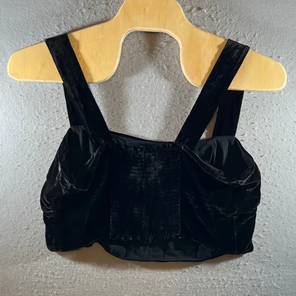1323 | NWT Reformation Ansley Velvet Silk Crop Top‎ Elegant Goth Black Womens 18 - Image 2