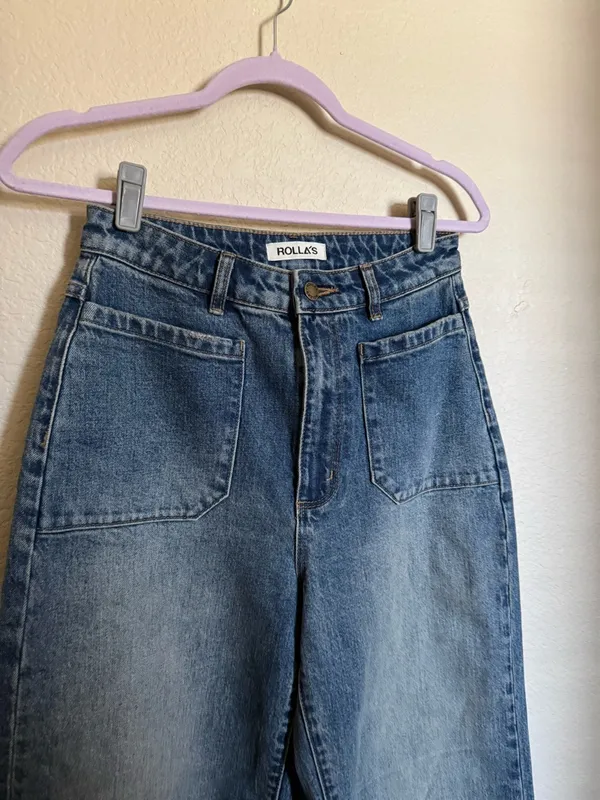 ROLLAS‎ Sailor Jean Sz 28 Pisces Blue Wide Leg High Rise - Image 5