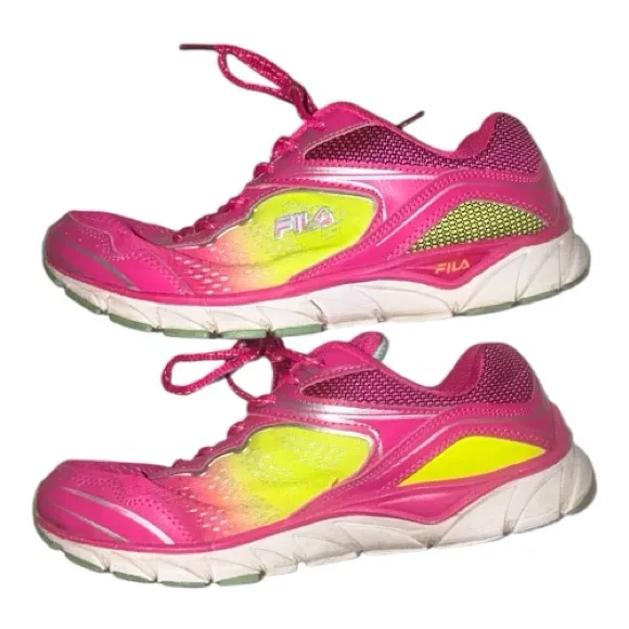 Fila Women's Hot Pink & Neon Yellow Athletic Sneakers - Image 2
