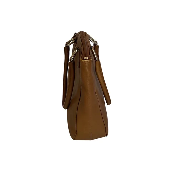 Fossil SHB3207A Brown Genuine Leather Tote Shoulder Bag Cognac Double Handle - Image 2