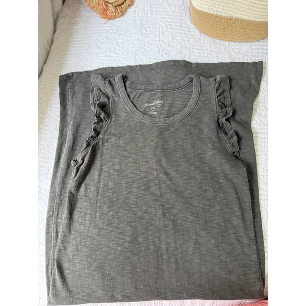 Universal Thread Gray Cotton Maxi Dress Small Ruffle Sleeves Side Slit Casual - Image 7