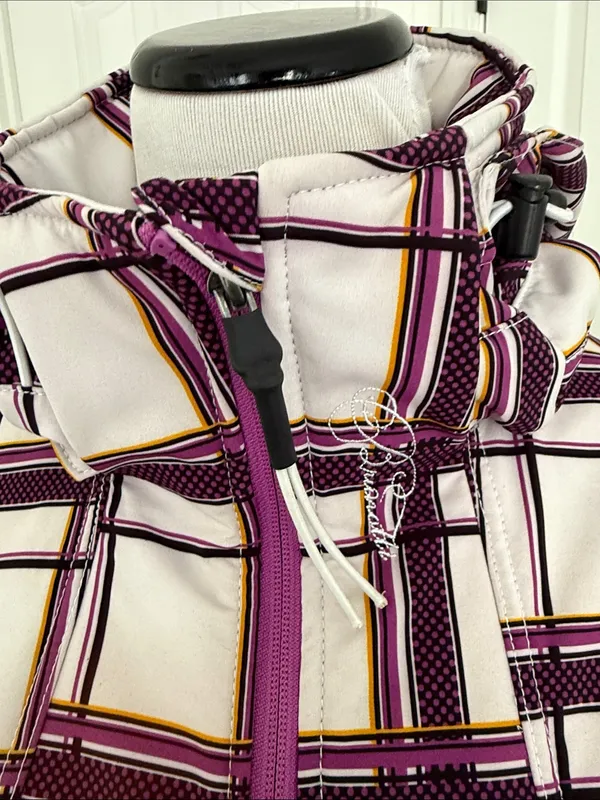 Ski Plaid Hooded Snow Jacket in Purple & White - Image 3