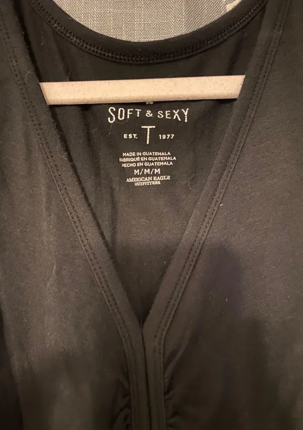 American Eagle Outfitters Soft & Sexy Black V Neck Tee - Image 4