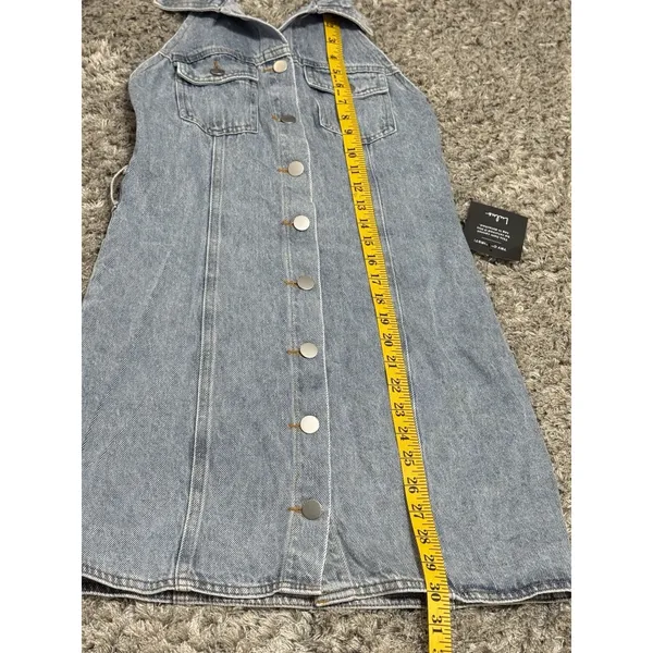 NWT Lulus Denim Buttons Mini Dress Halter Open Back Y2K Women’s XS - Image 8