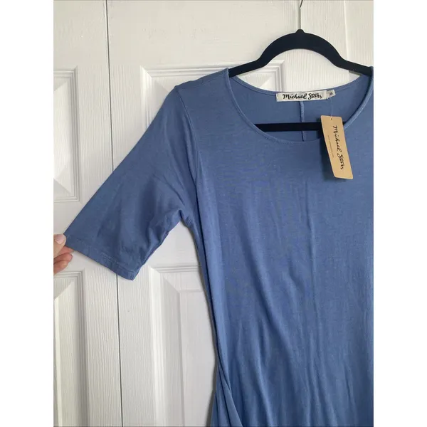 Michael Stars Faux Wrap Tee Dress Womens Size XS Indigo Blue Cotton Jersey NEW - Image 2