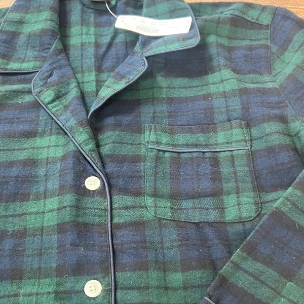 J. Crew Green & Navy Plaid Flannel PJ TOP (TOP ONYL) - Image 5