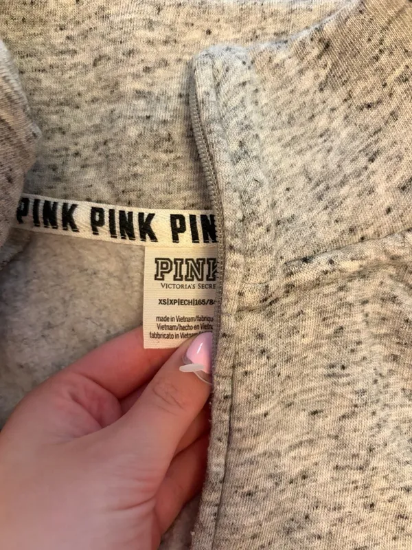 Victoria's Secret PINK Quarter Zip Sweatshirt Size XS Grey - Image 2
