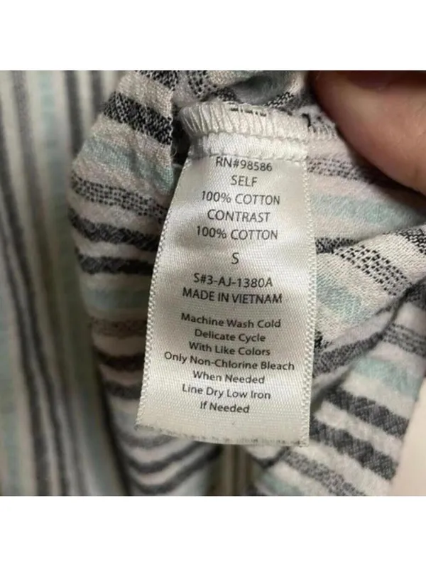Ava James Mint and Grey Striped Cap Sleeve Babydoll Blouse Top Career Office - Image 7