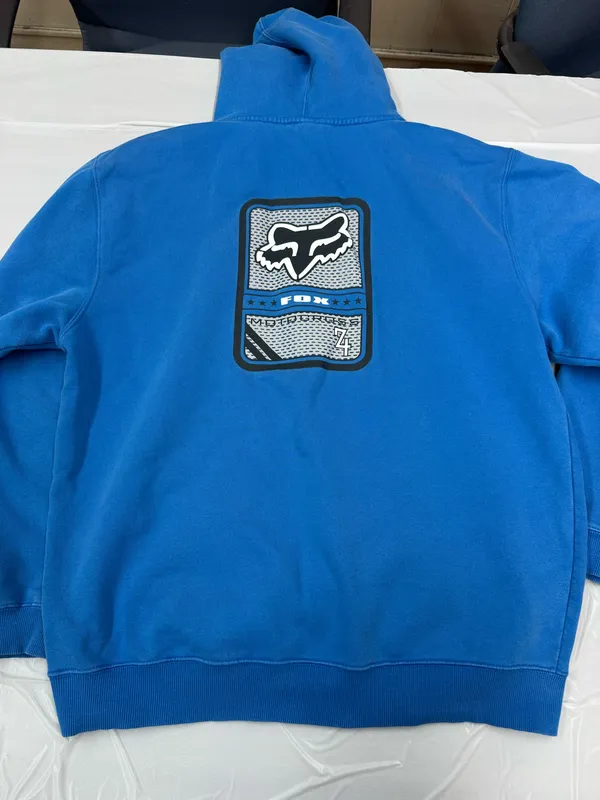 Vintage Fox Racing Motocross Blue Hoodie Size Large - Image 3