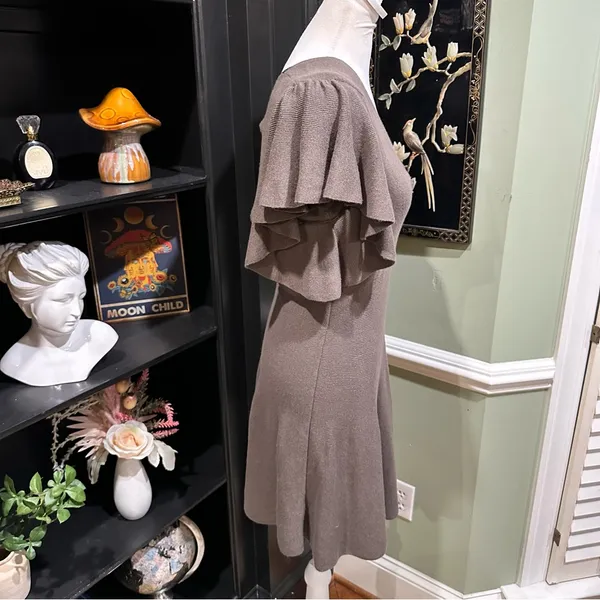Free People “Cozy Nights” Fit & Flare Knit Dress – Taupe – Size Medium - Image 7