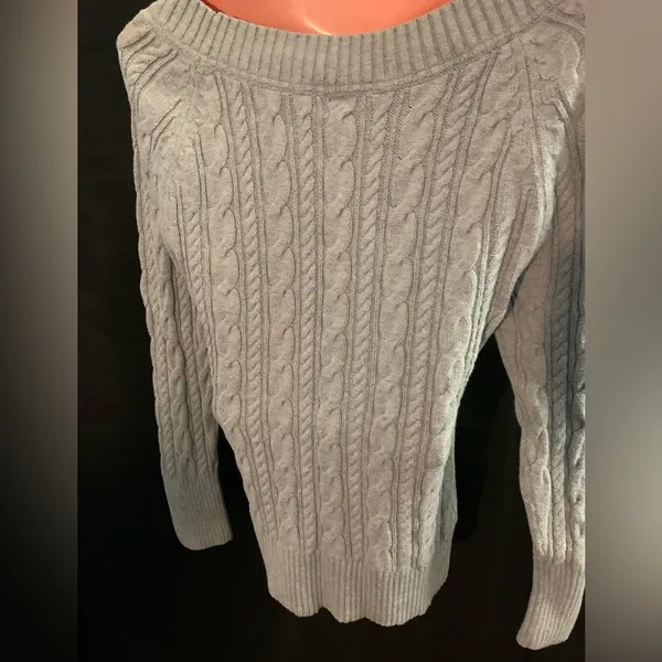JCPenney Women’s Petite Medium Light Gray Boat Neck Sweater - Image 2