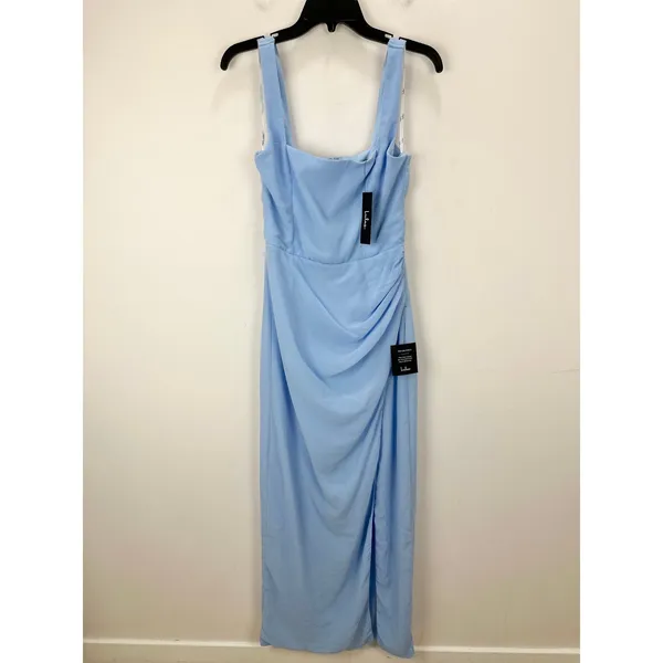 Lulus Glamorous Disposition Light Blue Ruched Maxi Dress Formal Long Medium NWT - Image 5
