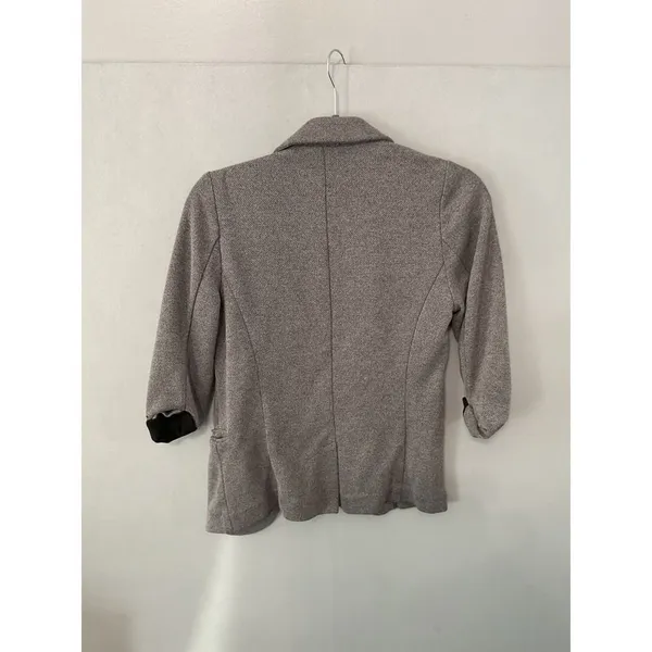 Skies Are Blue Womens Blazer Gray Knit Open Front 3/4 Sleeve Size Small - Image 2
