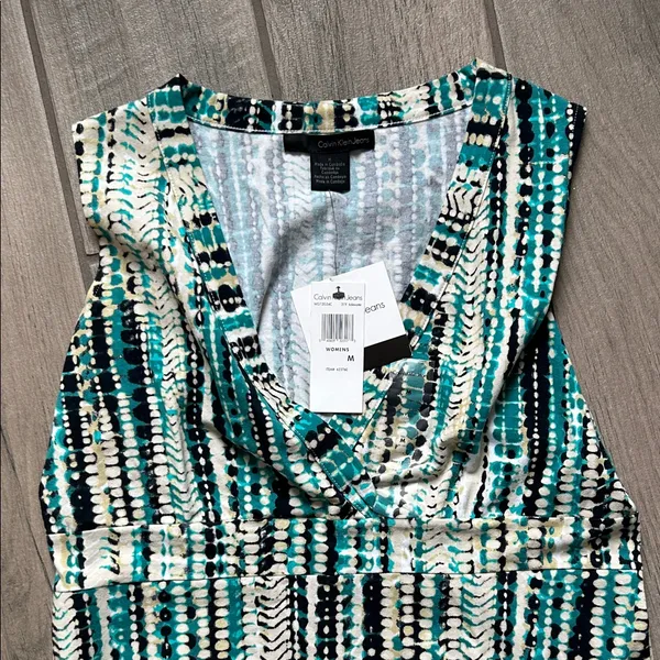 Calvin Klein Jeans Striped Midi Dress - Black, Green, White - Image 5