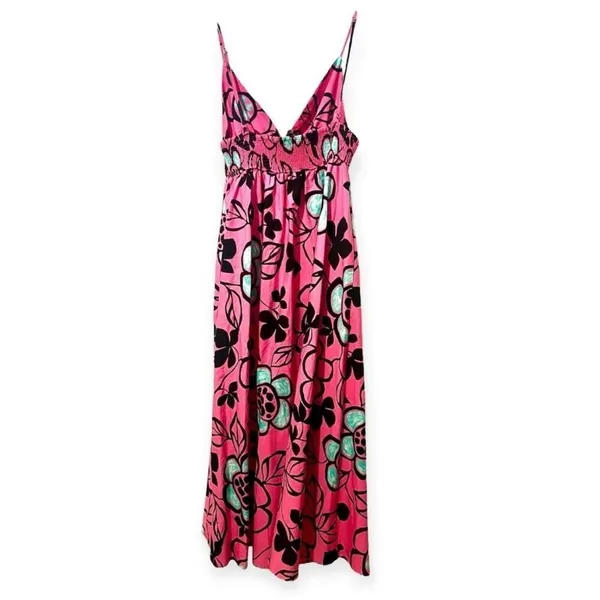Zara Pink Black Floral Cotton Poplin‎ Midi Dress Size S - Image 5