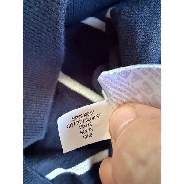 Banana Republic Breton Striped Cotton Sweater Large Navy White Coastal Preppy - Image 8